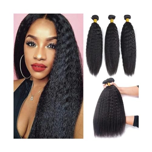 Haarverlängerungen Verworrene gerade Bundles 8-40 Zoll verworrene gerade menschliche Haarbündel 1/3/4 Stück Yaki gerade Bündel Malaysia Remy Haarverlängerungen for schwarze Frauen Echthaarbündel(Size: von CALQYSH