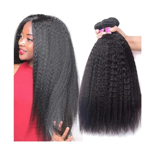 Haarverlängerungen Verworrene gerade Bundles Echthaar-Bündel for schwarze Frauen, 1/3/4 Stück Yaki-gerade Echthaar-Bündel, natürliche Farbe, brasilianische Remy-Haarverlängerung Echthaarbündel(Size:16 von CALQYSH