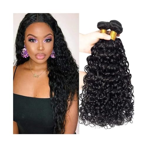 Haarverlängerungen Wasser Welle Bundles Brasilianische Menschliches Haar Bundles 3/4 Pcs Welle Lockige Webart Bundles 12-40 Zoll Remy Haar Extensions for Schwarze Frauen Echthaarbündel (Size : Remy H von CALQYSH