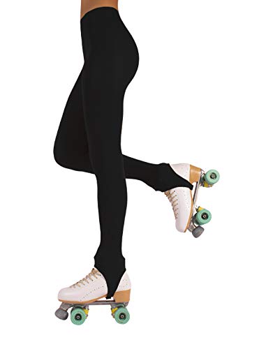 CALZITALY PACK 1 oder 2 PAARE - Damen Rollschuh und Eiskunstlauf Steg Strumpfhose | Karamell, Hautfarbe, Schwarz | S, M, L | 70 DEN | Made in Italy (M, Schwarz) von CALZITALY