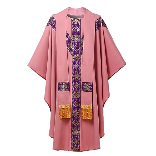 CAMDOM Liturgische Robe Gewand für Katholische Priester Celebrant Chasuble mit Stickerei für Church Father Ärmellos Mass Vestment bei Sakramenten Priestergewand Messgewand für Ministranten CAMDOM Liturgische Robe Gewand für Katholische Priester Celebrant Chasuble mit Stickerei für Church Father Ärmellos Mass Vestment bei Sakramenten Priestergewand Messgewand für Ministranten von CAMDOM