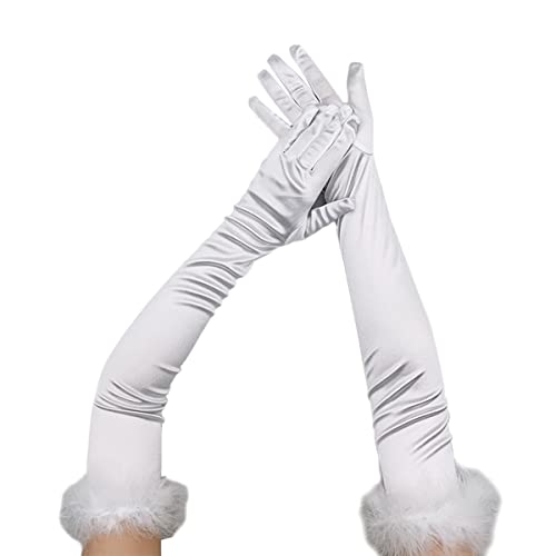CAMDOM Vintage Style Long Satin Gloves 1920s Party Gloves Cosplay Gloves, White CAMDOM Vintage Style Long Satin Gloves 1920s Party Gloves Cosplay Gloves, White von CAMDOM