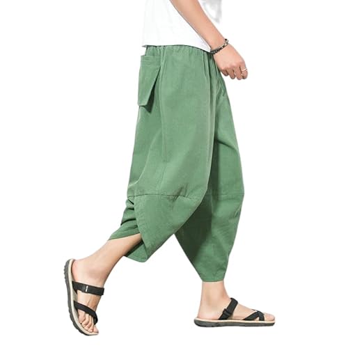 Herren Casual Haremshose Lässige Lose Hose Mann Jogger Hosen Mode Jogginghose Hose mit Taschen Grün von CAMDOM