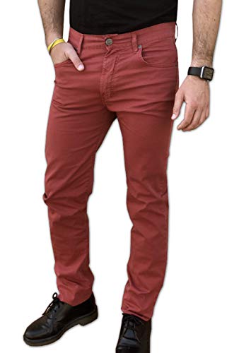 CAMICIE & dintorni Holiday Jeans (leicht: Frühling/Sommer) Herren Baumwolle Größe 46 48 50 52 54 56 58 60 Made in Italy Stretch Comfort, Straight Leg, Rot 52 von CAMICIE & dintorni