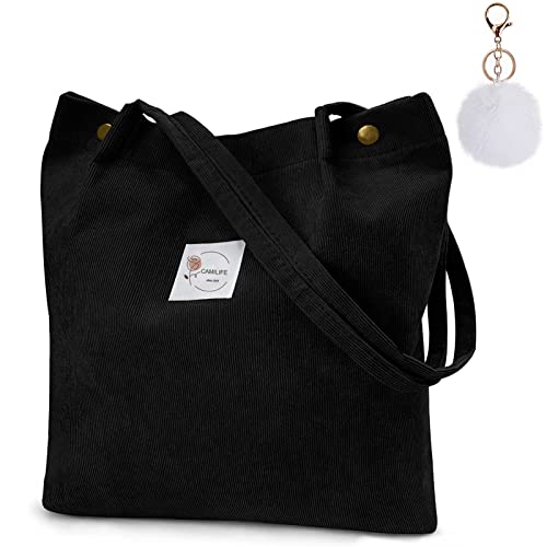 Camilife Verdicken Cord Tasche Damen Umhängetasche mit Magnetverschluss,Shopper Damen Cord Tote Bag Handtasche Schultertaschen für Arbeit Büro Reisen Einkaufen Schule und Alltag von Camilife