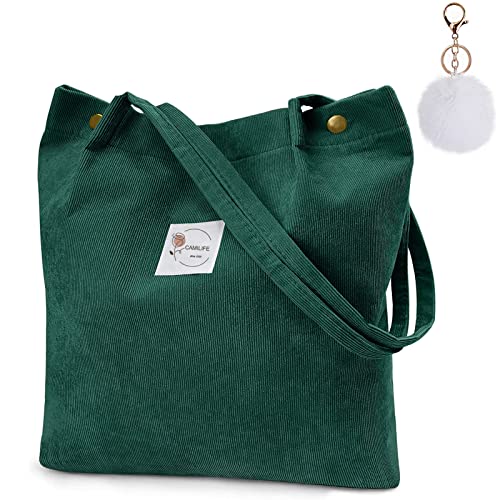 Camilife Verdicken Cord Tasche Damen Umhängetasche mit Magnetverschluss,Shopper Damen Cord Tote Bag Handtasche Schultertaschen für Arbeit Büro Reisen Einkaufen Schule und Alltag von Camilife