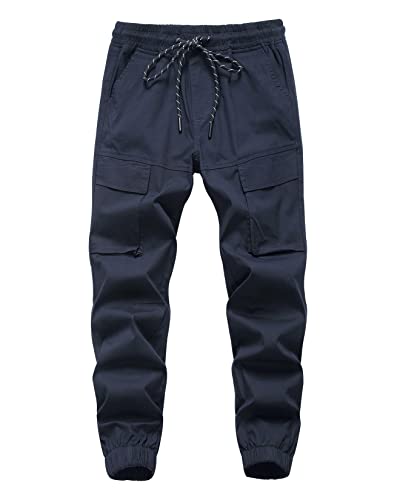 CAMLAKEE Jungen Cargo Hosen Jungs Jogginghose Slim Fit Kinder Cargohose Joggers mit Elastische Taille Marine DE:152-158 (Herstellergröße 160) von CAMLAKEE