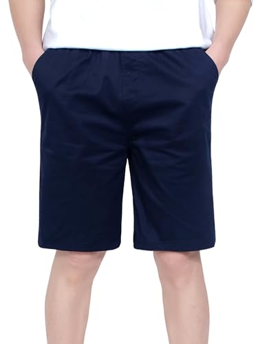 CAMLAKEE Jungen Chino Shorts Kinder Kurze Hosen Freizeit Bermuda Jungs Chinoshorts mit Elastische Taille Navy DE: 164-170 (Herstellergröße 170) von CAMLAKEE