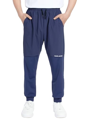 CAMLAKEE Jungen Trainingshose Kinder Sporthose Fußballhose Jungs Sommerhose Jogger Hosen mit Elastische Taille Blau DE:140-146 (Herstellergröße 140) von CAMLAKEE