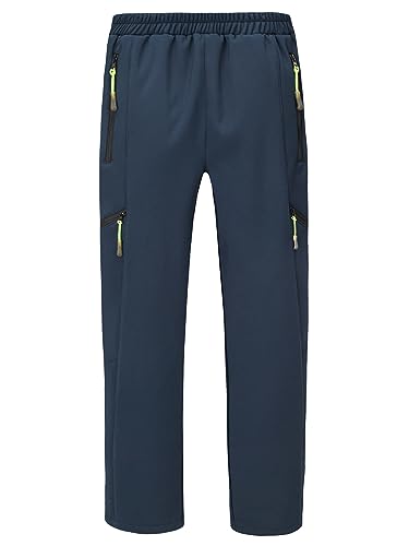 CAMLAKEE Kinder Trekkinghose Jungen Wanderhose Winterhose Mädchen Warme Arbeitshose mit Elastischem Bund Navy DE: 128-134 (Herstellergröße M) von CAMLAKEE