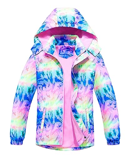 CAMLAKEE Mädchen Regenjacke Gefütterte Kinder Softshelljacke Übergangsjacke Warme Jacke Gedruckt Winterjacke Violett DE: 104-110 (Herstellergröße 110) von CAMLAKEE