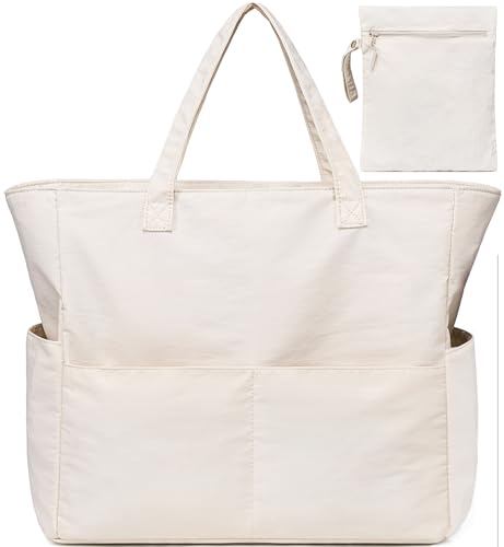 CAMTOP Wasserdichte Strandtasche für Damen und Mädchen, mit Reißverschluss, für Badeanzüge oder nasse Kleidung, Reisen, Beige, Large von CAMTOP