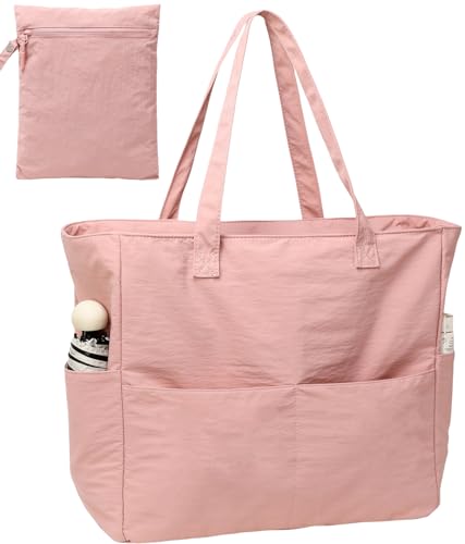 CAMTOP Wasserdichte Strandtasche für Damen und Mädchen, mit Reißverschluss, für Badeanzüge oder nasse Kleidung, Reisen, Pink, Large von CAMTOP