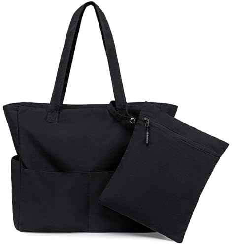 CAMTOP Wasserdichte Strandtasche für Damen und Mädchen, mit Reißverschluss, für Badeanzüge oder nasse Kleidung, Reisen, Schwarz, Large von CAMTOP