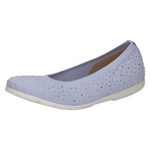 CAPRICE Damen Ballerinas Glitzer Bequem, Blau (Lt.Blue Knit), 37 EU von CAPRICE