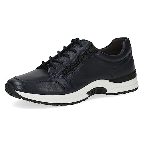 CAPRICE Damen Sneaker flach Airmotion aus Leder mit Schnürsenkeln und Reißverschluss Weite G, Blau (Ocean Softnap.), 36 EU von CAPRICE