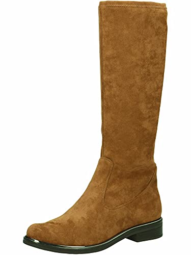 CAPRICE Damen Hohe Stiefel ohne Absatz Airmotion Flach bis zum Knie Weite G Vegan, Braun (Brandy Stretch 1), 37.5 EU von CAPRICE