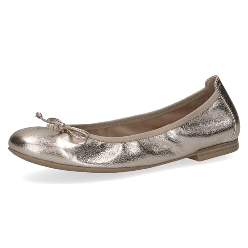 CAPRICE Damen Ballerinas aus Leder mit Schleife, Metallisch (Platin Metal.), 38 EU von CAPRICE