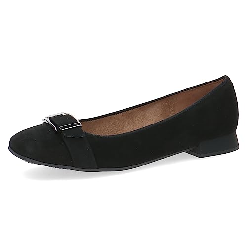 CAPRICE Damen Ballerinas Memotion aus Wildleder mit Blockabsatz Weite G, Schwarz (Black Suede), 37 EU von CAPRICE