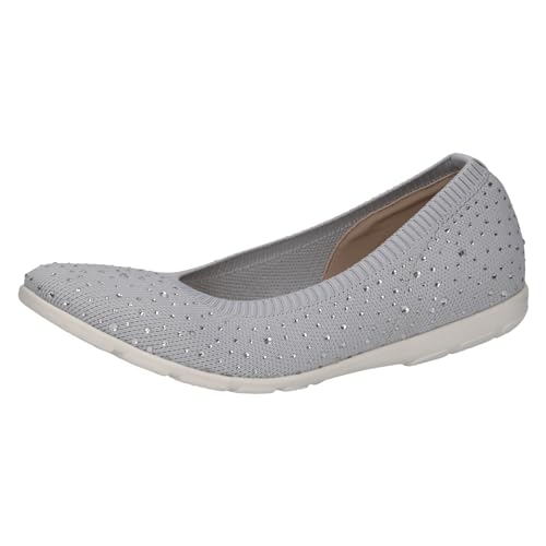 CAPRICE Damen Ballerinas Glitzer Bequem, Grau (Lt Grey Knit), 38 EU von CAPRICE