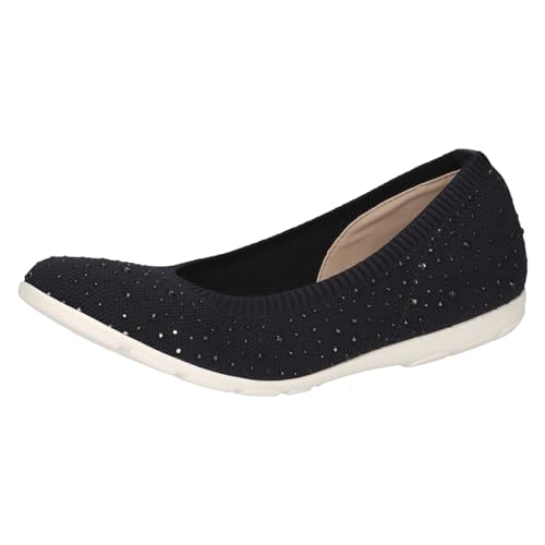 CAPRICE Damen Ballerinas Glitzer Bequem, Schwarz (Ocean Knit), 38 EU von CAPRICE