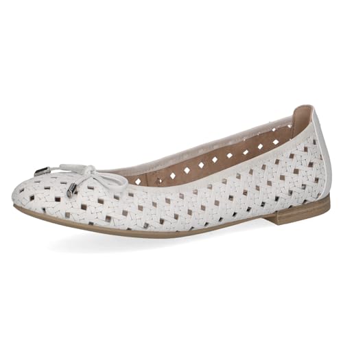 CAPRICE Damen Ballerinas aus Leder mit Lochmuster, Weiß (White Nappa), 37 EU von CAPRICE