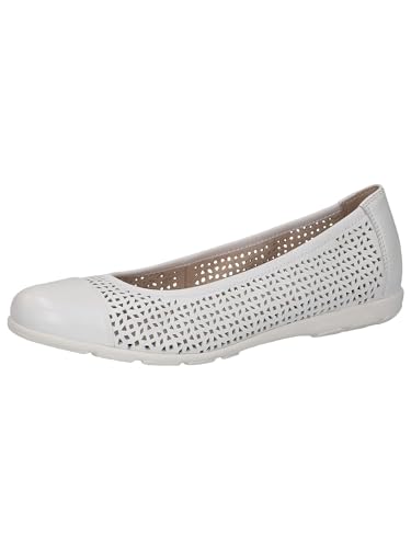 CAPRICE Damen Ballerinas aus Leder mit Lochmuster, Cremefarben (White Softnap.), 42 EU von CAPRICE