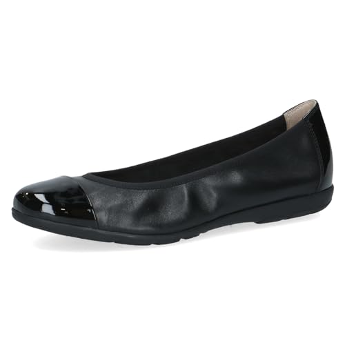 CAPRICE Damen Ballerinas aus Leder mit Lack, Schwarz (Black Comb), 42 EU von CAPRICE