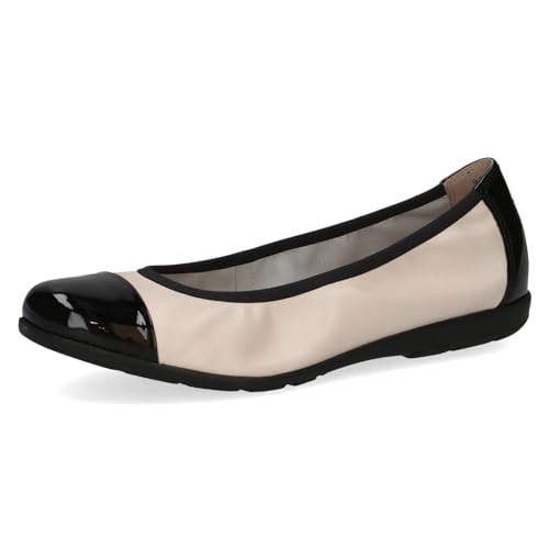 CAPRICE Damen Ballerinas aus Leder mit Lack, Mehrfarbig (Cream/Black), 40 EU von CAPRICE