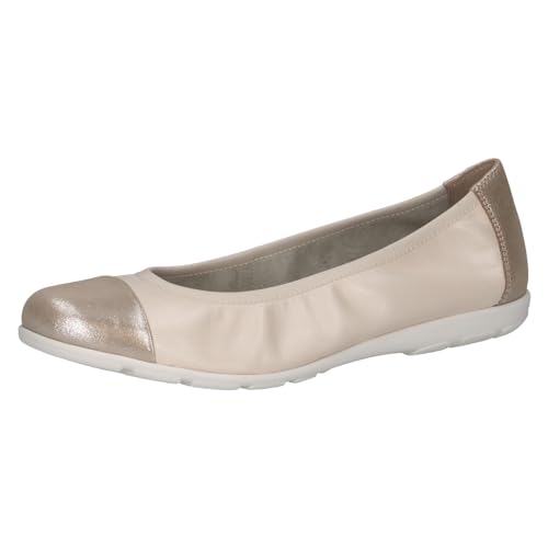 CAPRICE Damen Ballerinas aus Leder mit Lack, Beige (Cream Comb), 37 EU von CAPRICE