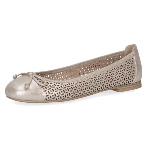 CAPRICE Damen Ballerinas aus Leder mit Lochmuster, Beige (Taupe Metallic), 41 EU von CAPRICE