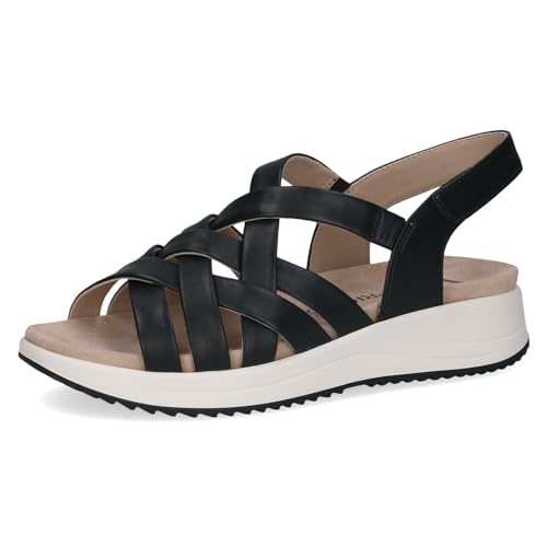 CAPRICE Damen Sandalen flach aus Leder Bequem, Blau (Ocean Nappa), 37 EU von CAPRICE