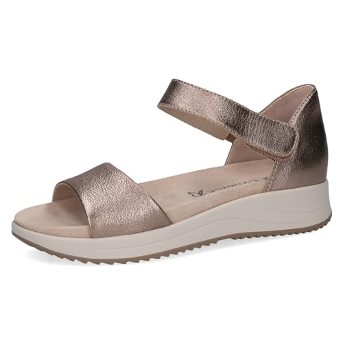 CAPRICE Damen Sandalen flach aus Leder Bequem, Beige (Taupe Metallic), 41 EU von CAPRICE