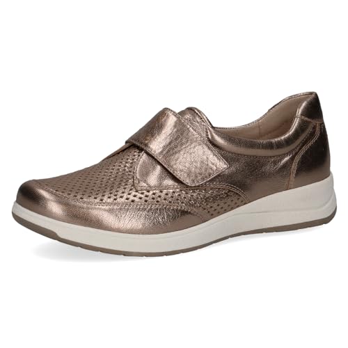 CAPRICE Damen Slipper aus Leder mit Klettverschluss Schuhweite H Mehrweite, Beige (Taupe Metallic), 39 EU von CAPRICE