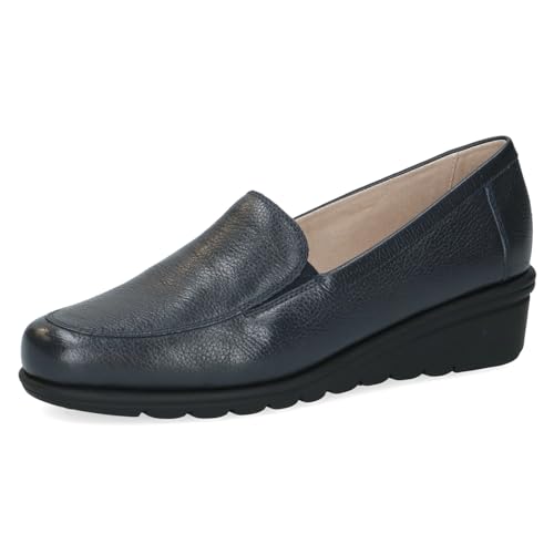 CAPRICE Damen Slipper aus Leder mit Keilabsatz, Blau (Ocean Nappa), 41 EU von CAPRICE