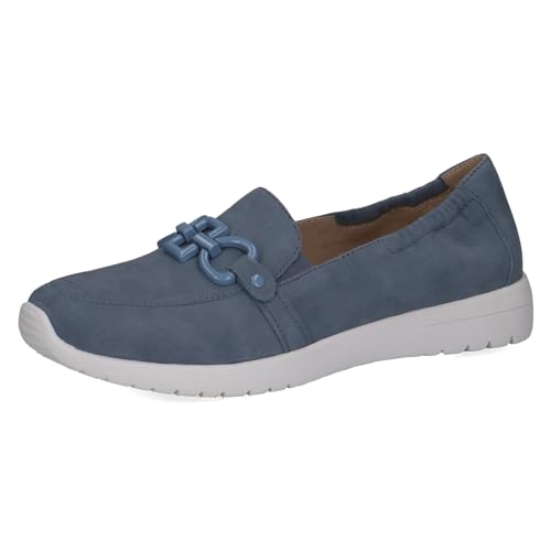 CAPRICE Damen Slipper aus Leder mit Schnalle, Blau (Blue Suede), 40 EU von CAPRICE