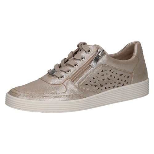 CAPRICE Damen Sneaker flach aus Leder mit Reißverschluss, Beige (Taupe Metallic), 40.5 EU von CAPRICE