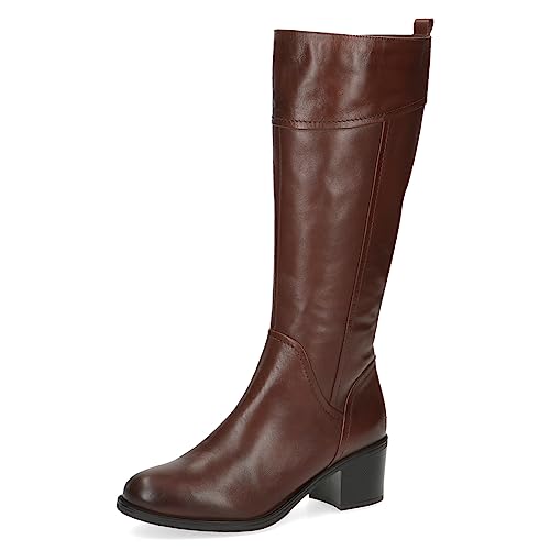 CAPRICE Damen Hohe Stiefel mit Absatz Airmotion aus Leder Blockabsatz Weite G, Braun (Cognac Nappa), 37 EU von CAPRICE