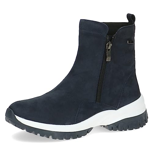 CAPRICE Damen Stiefeletten ohne Absatz Airmotion aus Leder mit Reißverschluss Weite G, Blau (Ocean Suede), 38 EU von CAPRICE