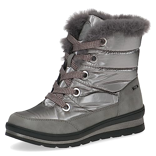 CAPRICE Damen Winterstiefeletten zum Schnüren Airmotion Fell mit Reißverschluss Weite G Vegan, Braun (Taupe Comb), 36 EU von CAPRICE