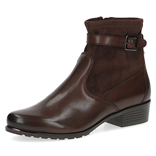 CAPRICE Damen Stiefeletten mit Absatz Airmotion aus Leder Kleiner Absatz Weite G, Braun (Dk Brown Comb), 38.5 EU von CAPRICE