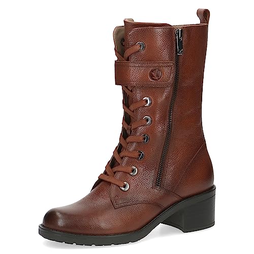 CAPRICE Damen Stiefeletten mit Absatz Memotion aus Leder Blockabsatz Weite G, Braun (Cognac Nappa), 39 EU von CAPRICE