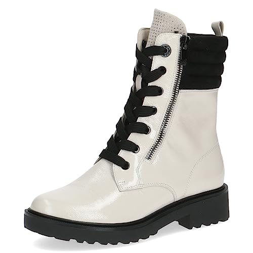CAPRICE Damen Stiefeletten zum Schnüren Memotion Lack mit Reißverschluss Weite G, Weiß (Snow/Black), 36 EU CAPRICE Damen Stiefeletten zum Schnüren Memotion Lack mit Reißverschluss Weite G, Weiß (Snow/Black), 36 EU von CAPRICE