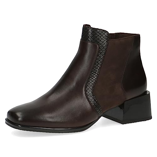 CAPRICE Damen Stiefeletten mit Absatz aus Leder Kleiner Absatz Weite G, Braun (Dk Brown Comb), 42 EU von CAPRICE