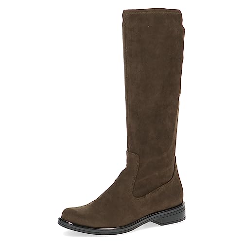 CAPRICE Damen Hohe Stiefel ohne Absatz Airmotion Flach bis zum Knie Weite G, Grün (Khaki Stretch), 37.5 EU von CAPRICE