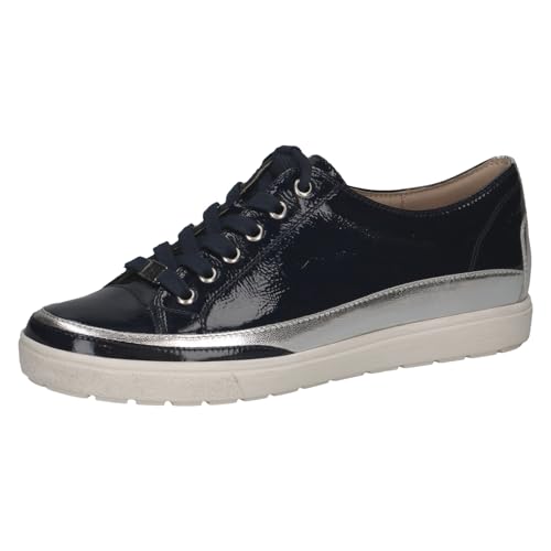 Caprice Damen Sneaker flach aus Leder mit Schnürsenkeln, Blau (Ocean Comb), 41 von CAPRICE