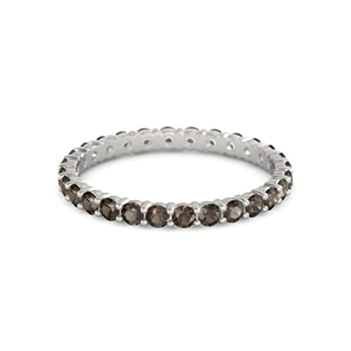 Rauchquarz rund 2,50 mm Ewigkeit 925 Sterling Silber Damen stapelbarer Ring Schmuck (Sterlingsilber, 59 (18.8) von CARILLON