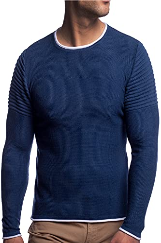 Carisma Herren Feinstrick-Pullover für Winter und Übergang • Herren Longsleeve mit gerippten Ärmeln • Herren Langarmshirt Rundhals-Pullover für Herren 7757 Sachs L von Carisma