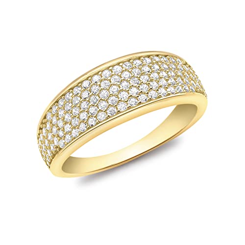 CARISSIMA Gold Damen-Ring Pave Set Tapered - Size N 375 Weißgold Zirkonia transparent Rundschliff Gr. 54 (17.2) - 5.48.8939 von CARISSIMA