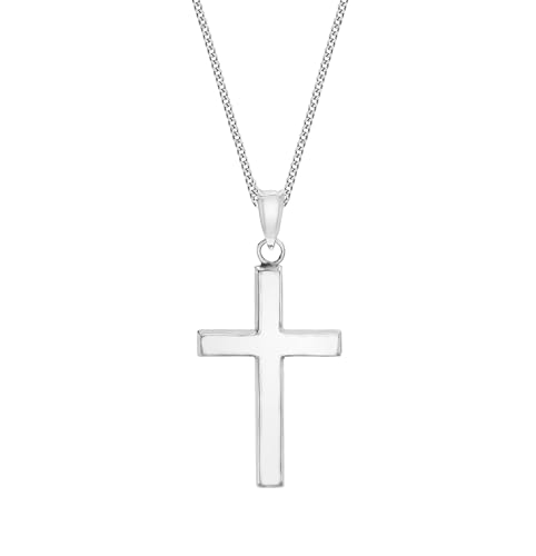 Carissima Gold 9ct White Gold Cross Pendant on Curb Chain Necklace of 46cm von CARISSIMA